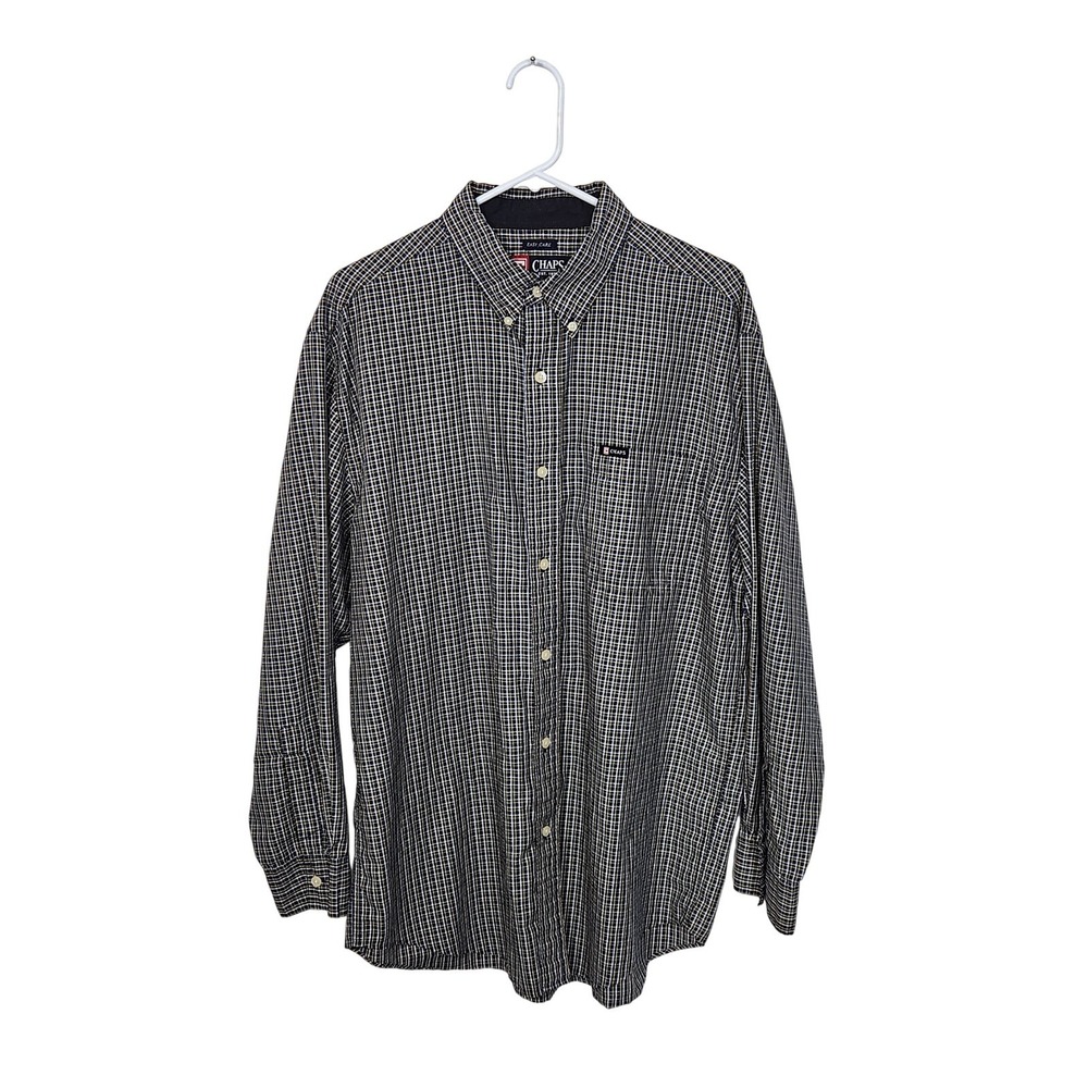 Chaps Men's Blue & Yellow Plaid Button Down Shirt Large